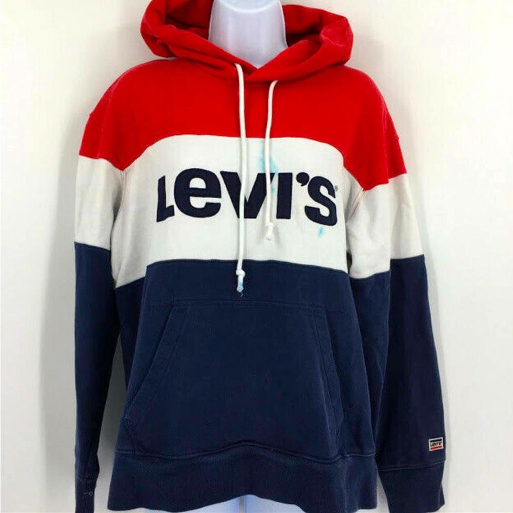 Levi's Colorblock Sport Hoodie L Logo Cotton - Picture 4 of 5